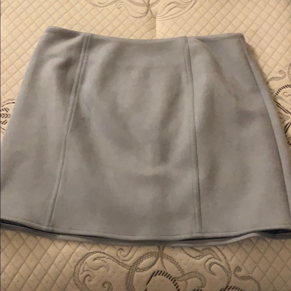 Pale blue mini suede skirt